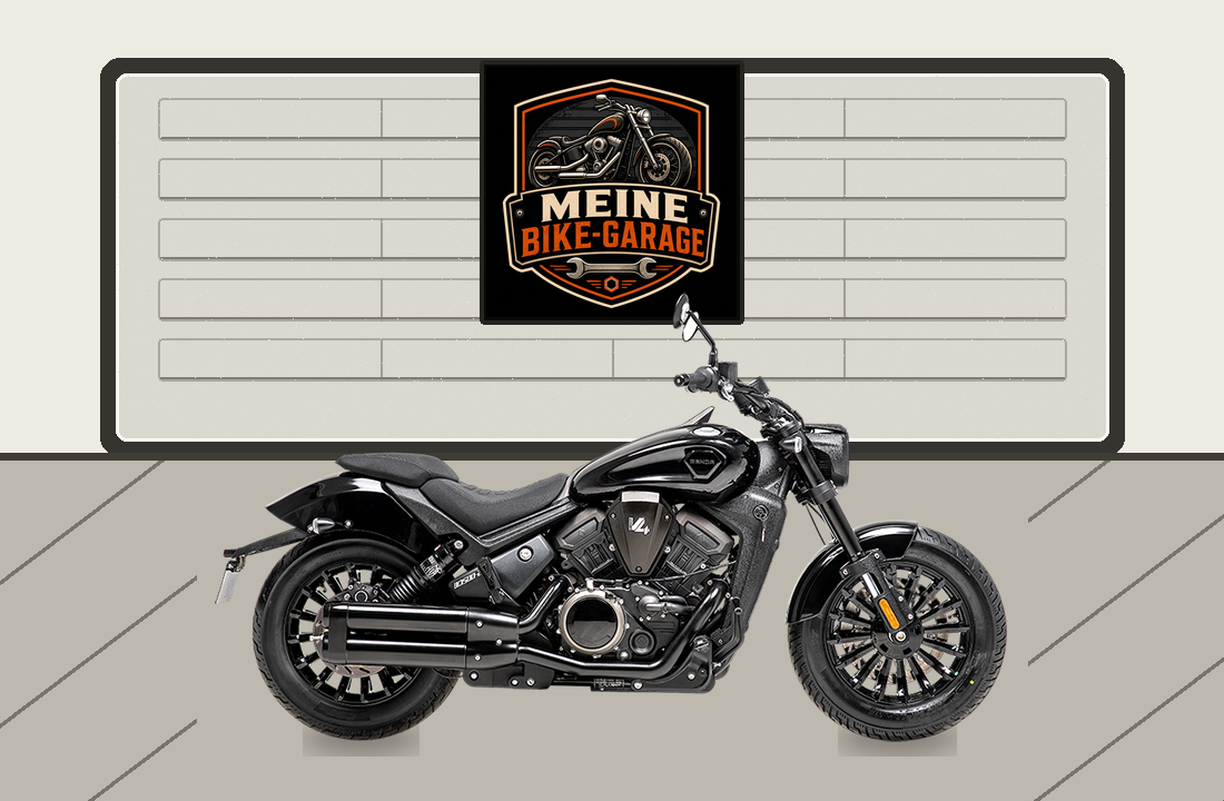 Motorradillustration für Benda Dark Flag 950